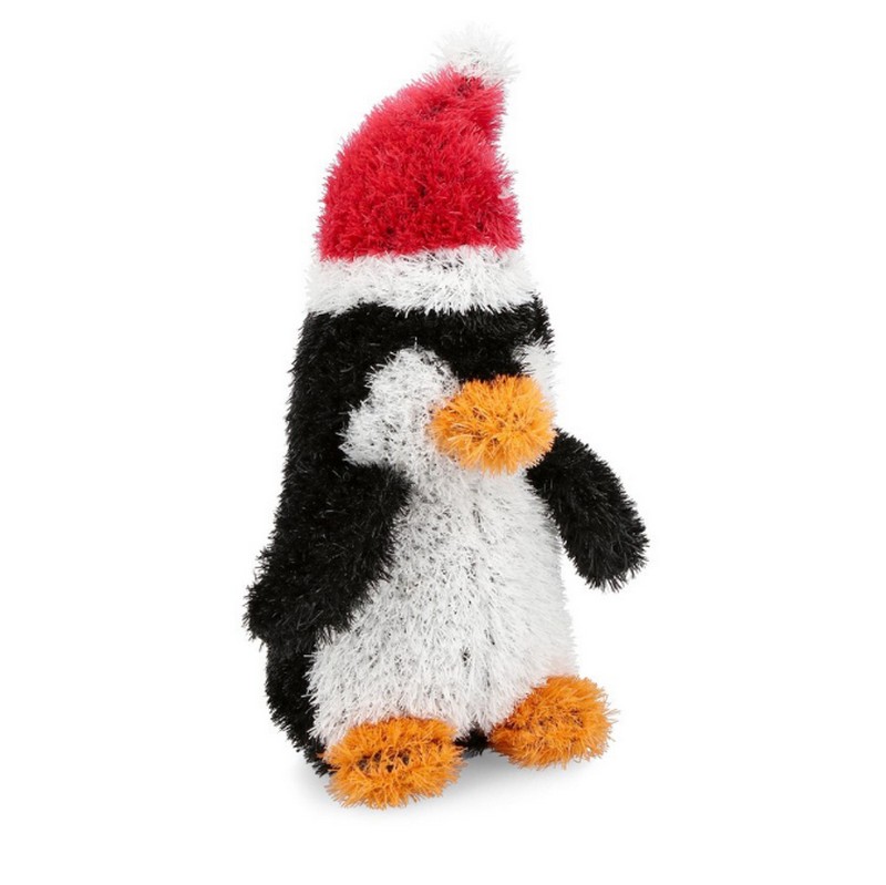 Pinguino con cappello di Babbo Natale in erba sintetica, ideale come decorazione natalizia e idea regalo originale di Natale